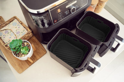 Reusable silicone air fryer liner for 9.5 L rectangular basket