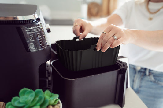 Reusable silicone air fryer liner for 9.5 L rectangular basket