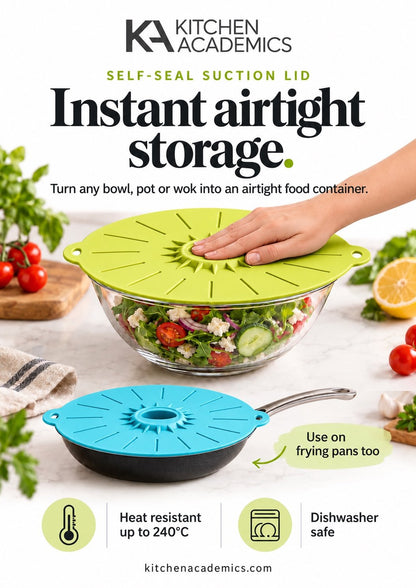 Kitchen Academics Self Seal Suction Lid product benefits and usage guide